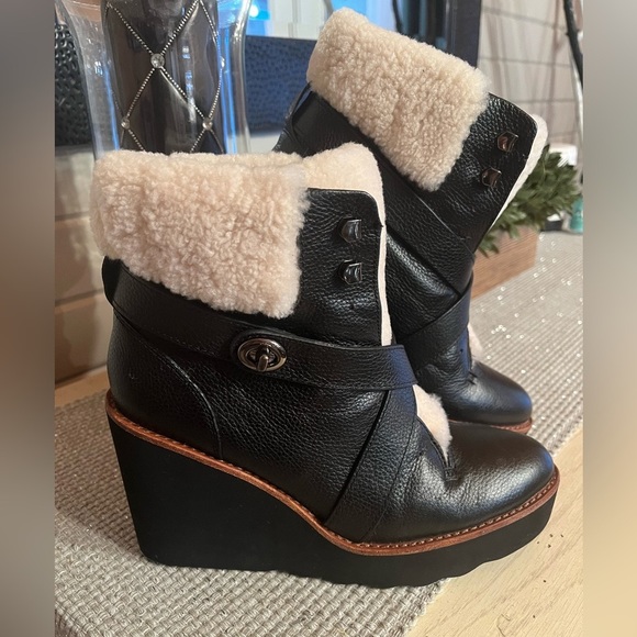 New Coach Kenna Wedge Leather/ Shearling
Boot - Picture 2 of 10